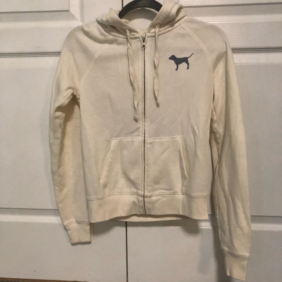 VS PINK Cream Zip Up Hoodie - Picture 2 of 5